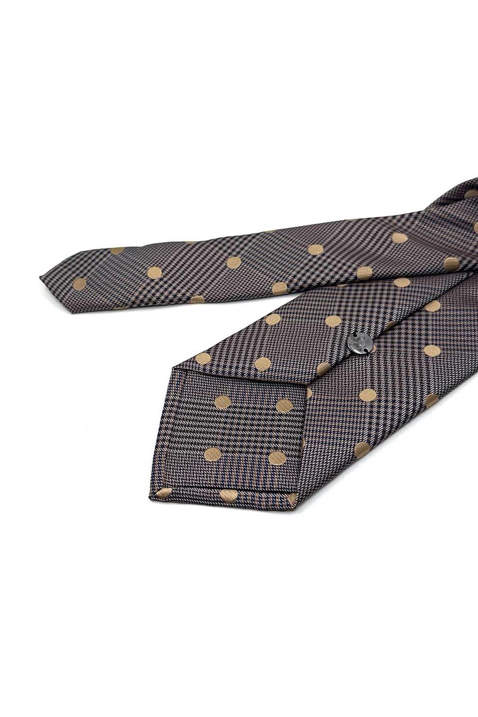 Bej Puantiye Desen Mendilli Klasik Kravat KK13597