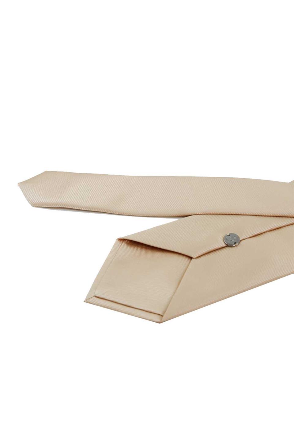 Bej Reps Dokulu Düz Mendilli Klasik Kravat KK13183