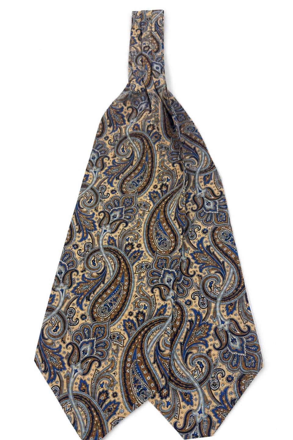 Bej Şal Desen İtalyan İpek Ascot Kravat SAC98