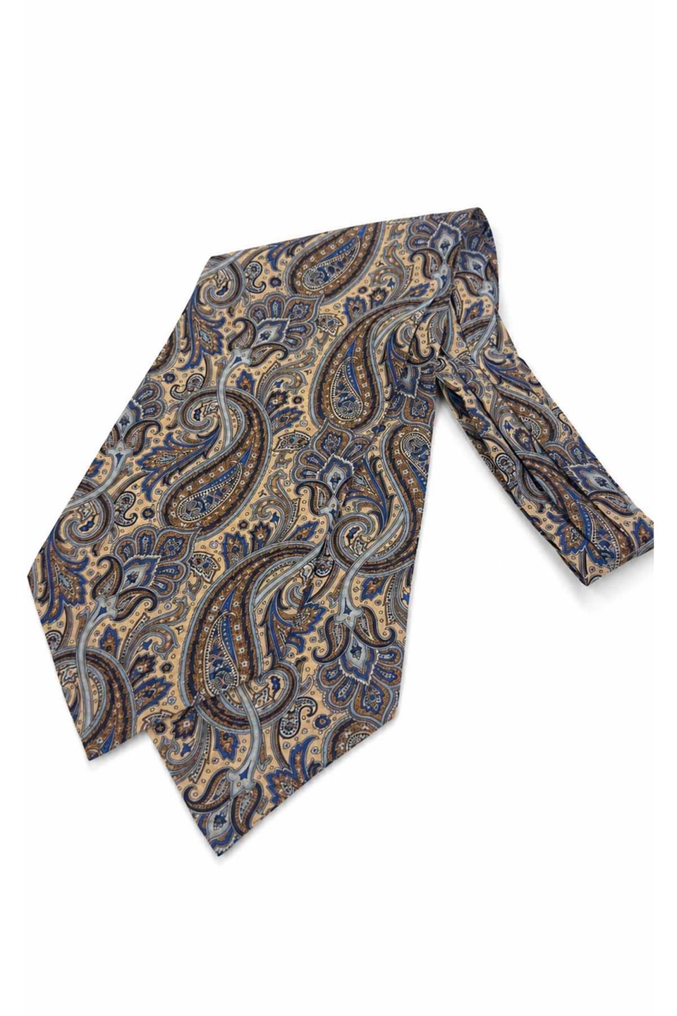 Bej Şal Desen İtalyan İpek Ascot Kravat SAC98