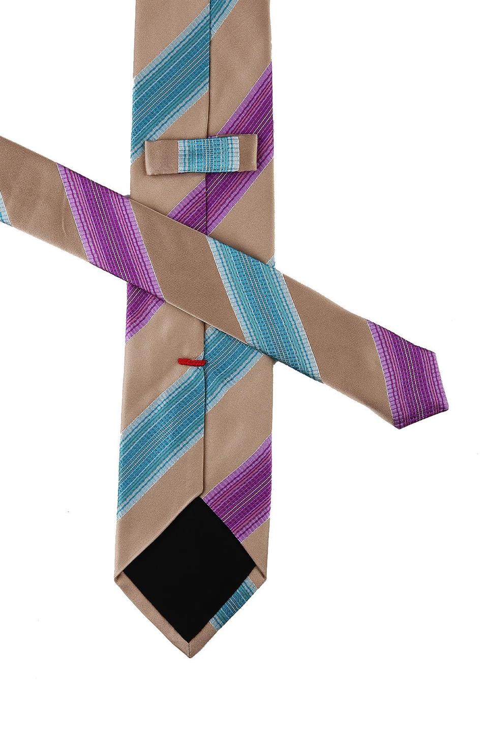 Belucci Style Bej Çizgi Desen İtalyan İpek Kravat İK878