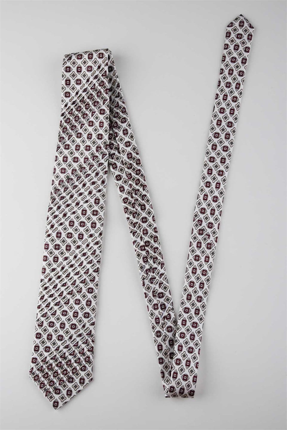 Beyaz Bordo Motif Desen İtalyan İpek Piliseli Kravat EST253