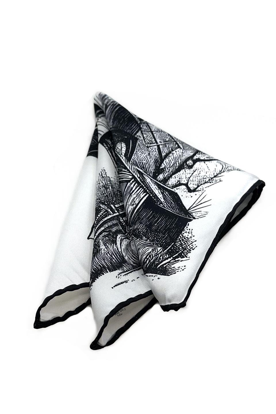 Beyaz Değirmen Motif Erkek Cep Mendili SPS610-90