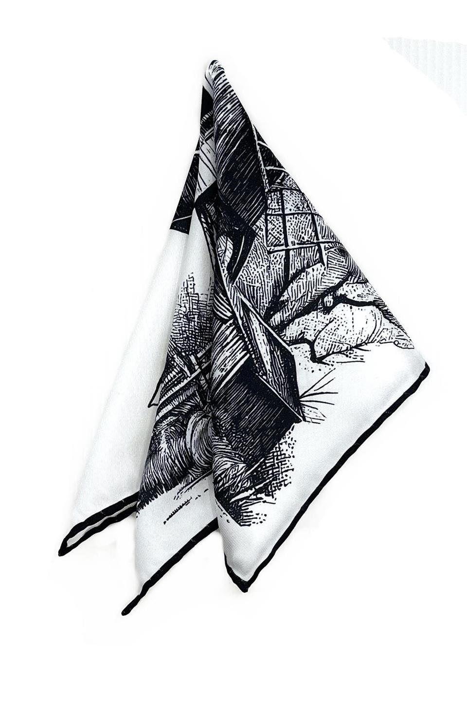 Beyaz Değirmen Motif Erkek Cep Mendili SPS610-90