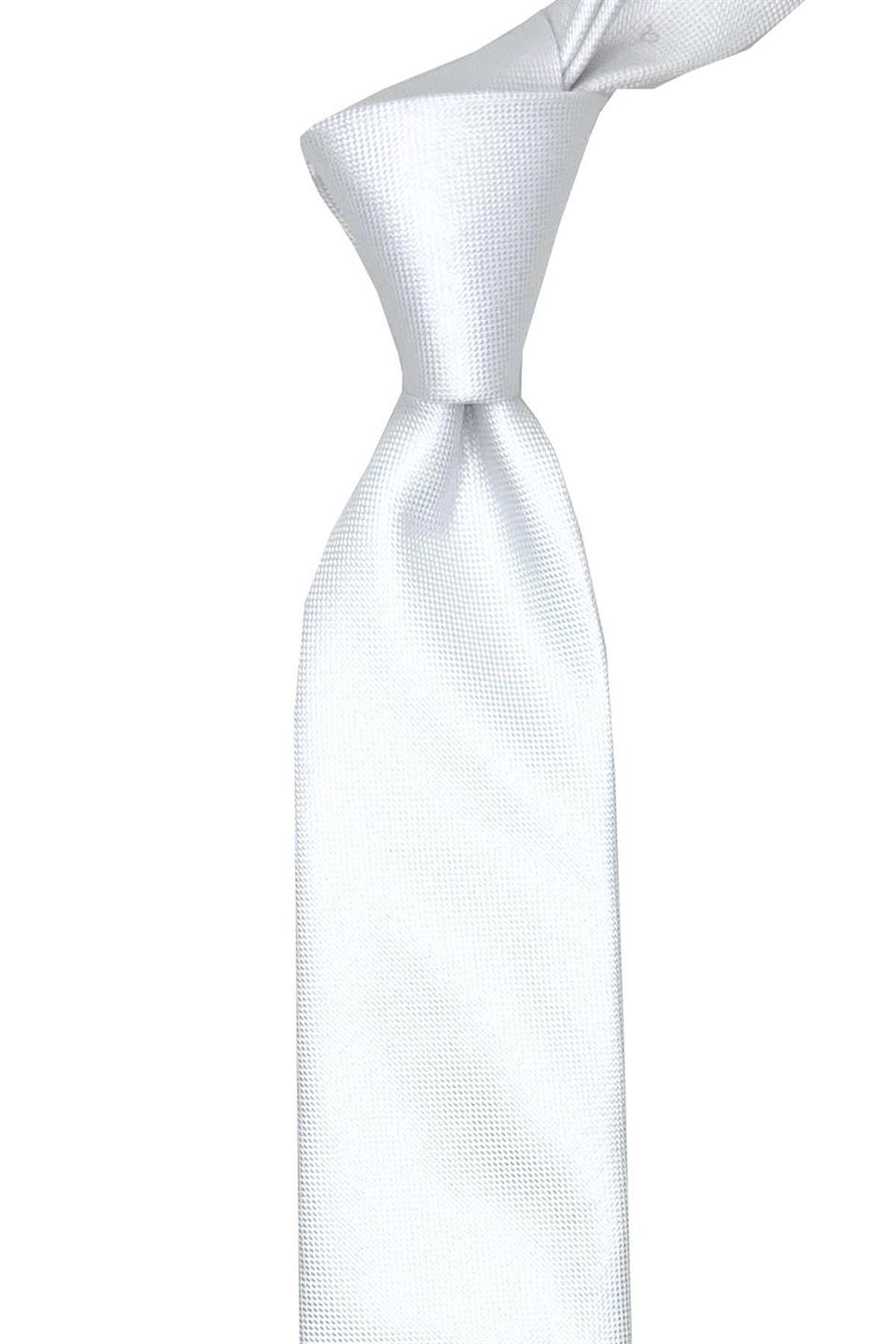 Beyaz Düz Slim Kravat SK8054