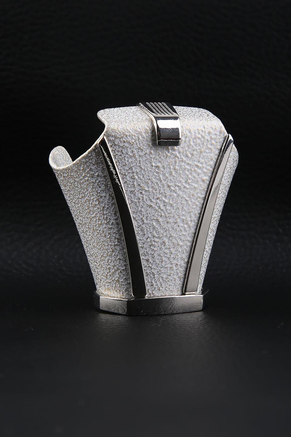 Beyaz - Gold Kravat Düğüm Aksesuarı TKC10