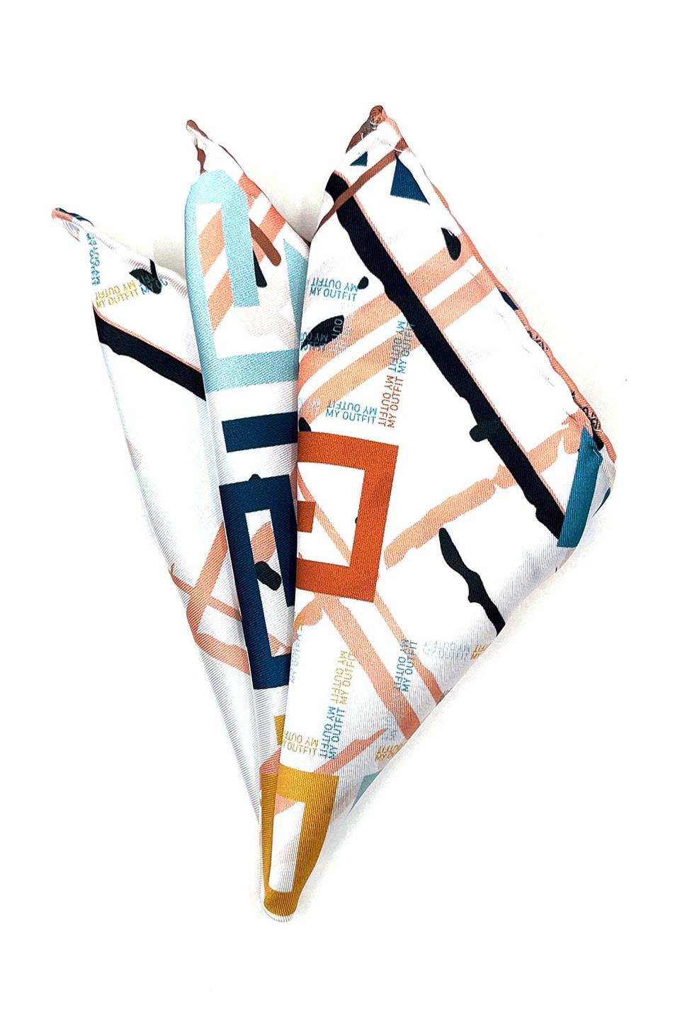 Beyaz Motif Desen Erkek Cep Mendili SPS574-28