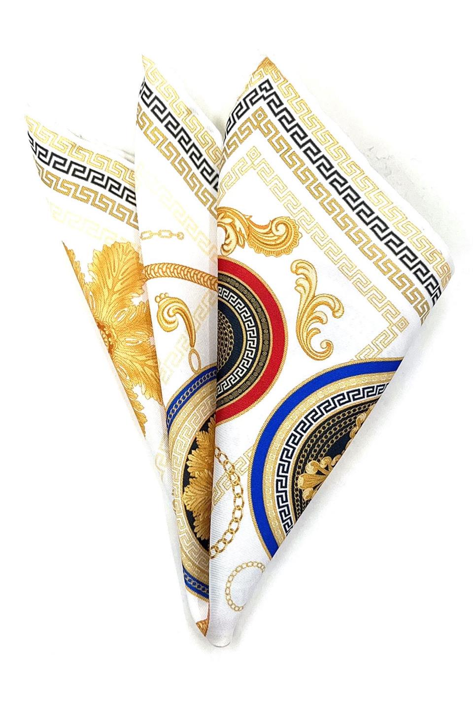 Beyaz Motif Desen Erkek Cep Mendili SPS564-44