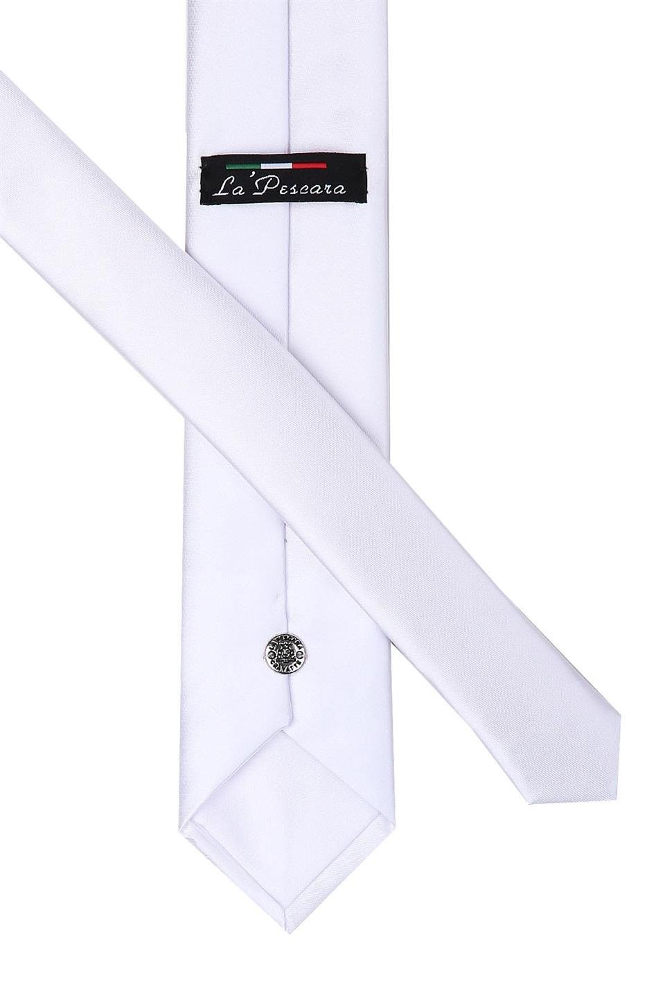 Beyaz Saten Slim Kravat ST4010