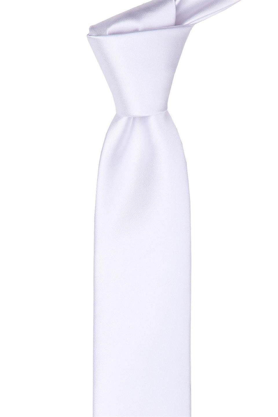 Beyaz Saten Slim Kravat ST4010