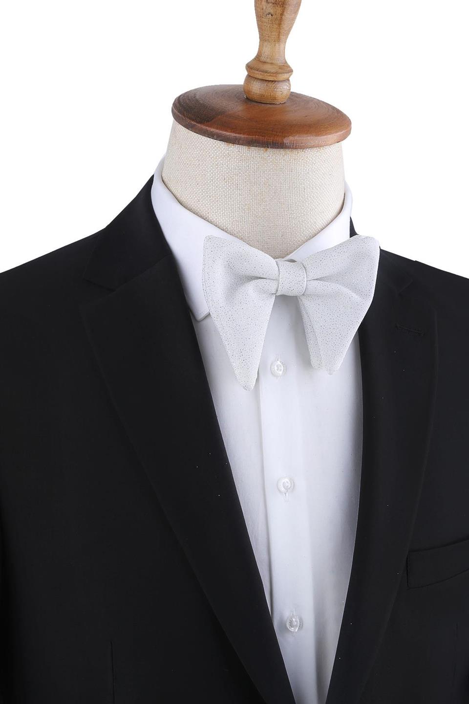 Beyaz Simli Büyük Damatlık Papyon P1701