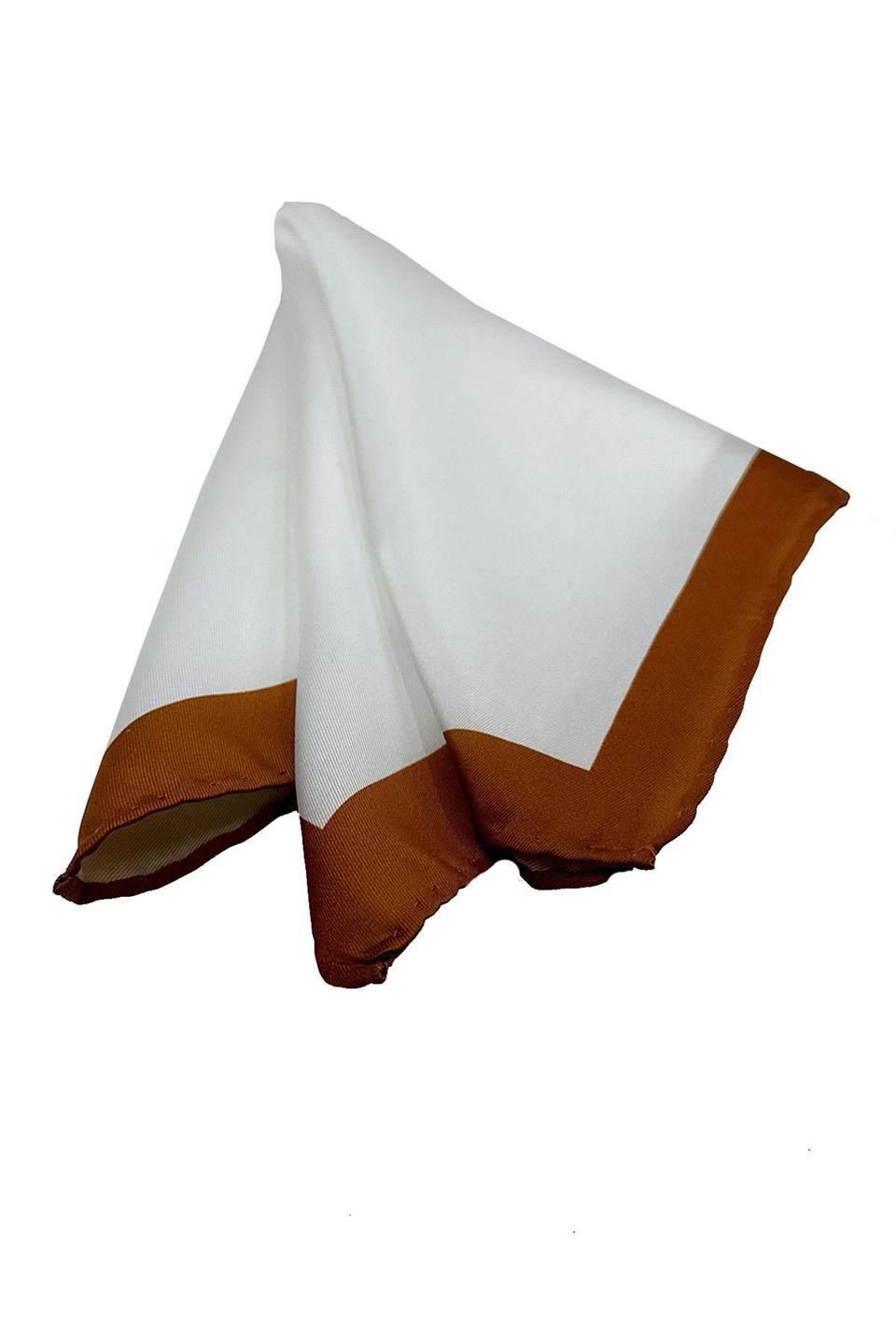 Beyaz - Taba Düz Erkek Cep Mendili SPS653-131