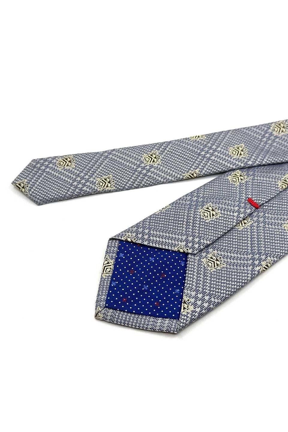 Bigiardi Style Gri Motif Desen İtalyan İpek Kravat İK2282