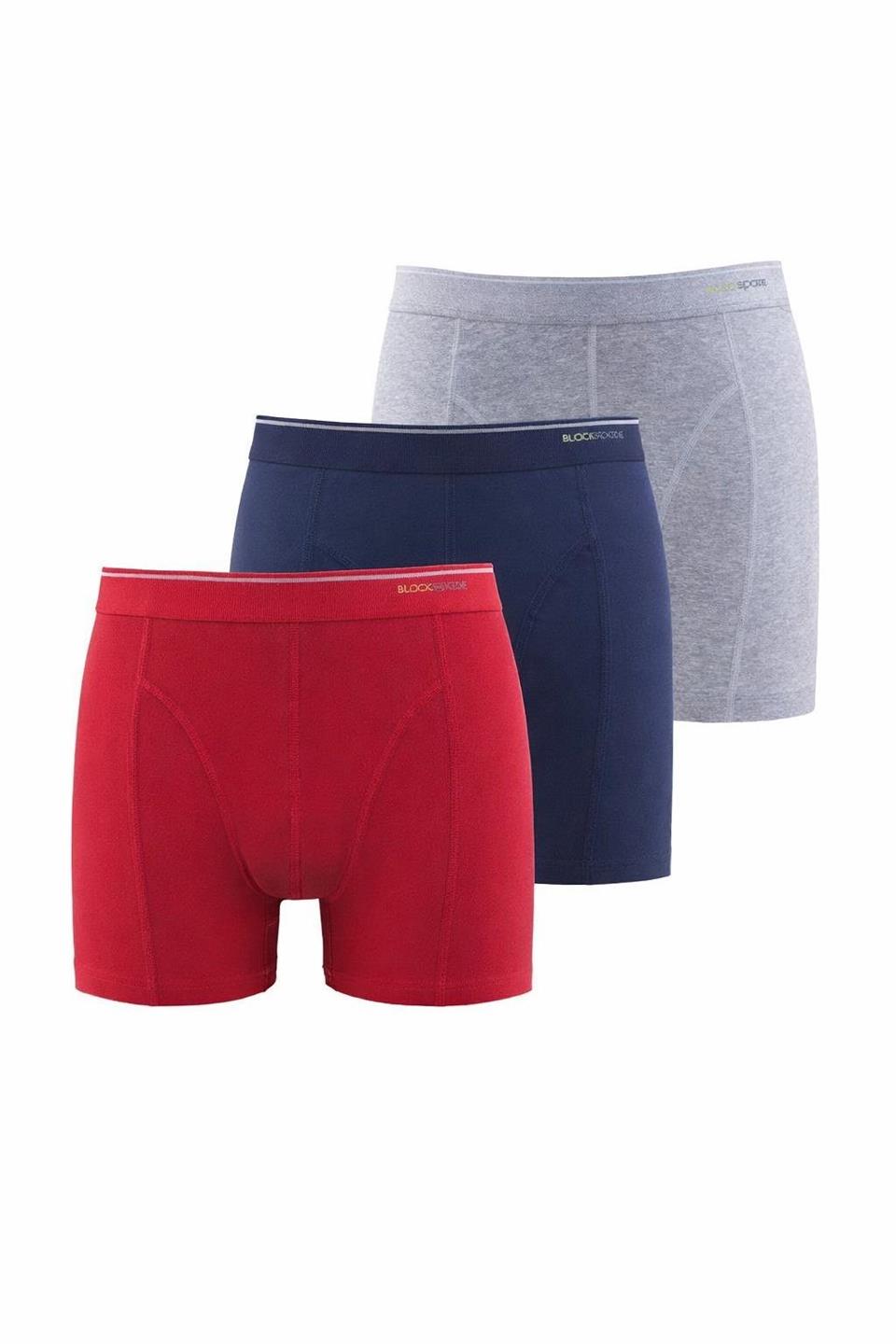 Blackspade 3lü Paket Tender Cotton Erkek Boxer  9673GLK - Gri Lacivert Kırmızı
