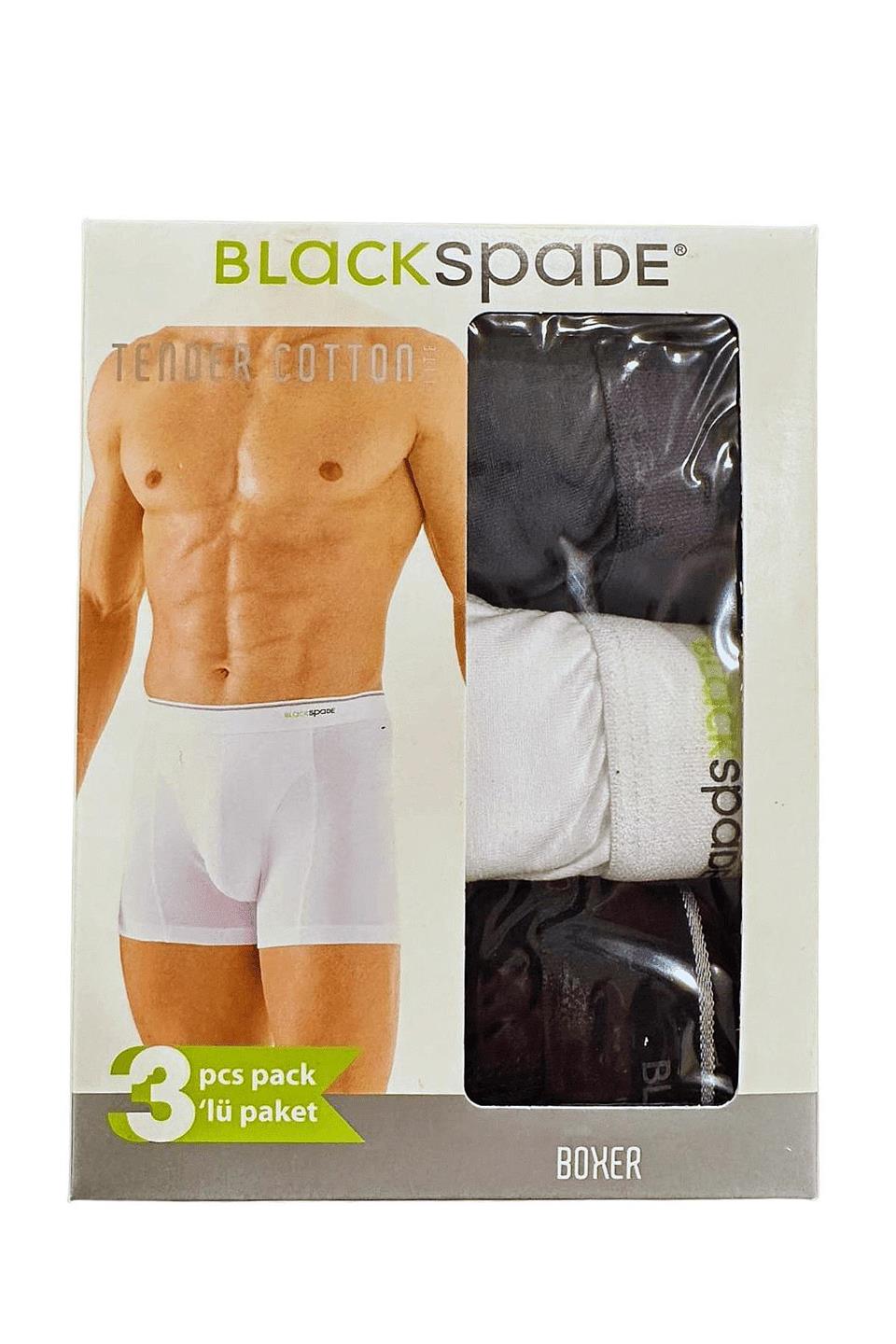 Blackspade 3lü Paket Tender Cotton Erkek Boxer 9673B - Beyaz Siyah Antrasit