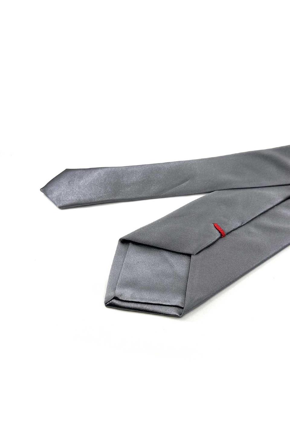 Bodham Style Gri Düz İtalyan İpek Kravat İK2025