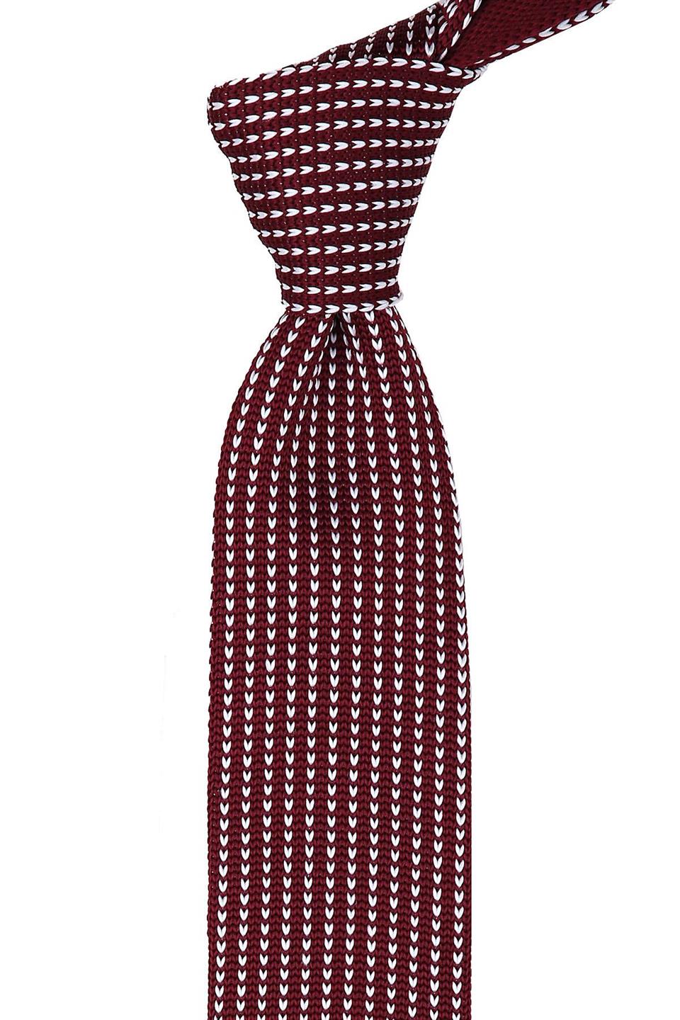 Bordo Beyaz Noktalı Örgü Kravat 8020