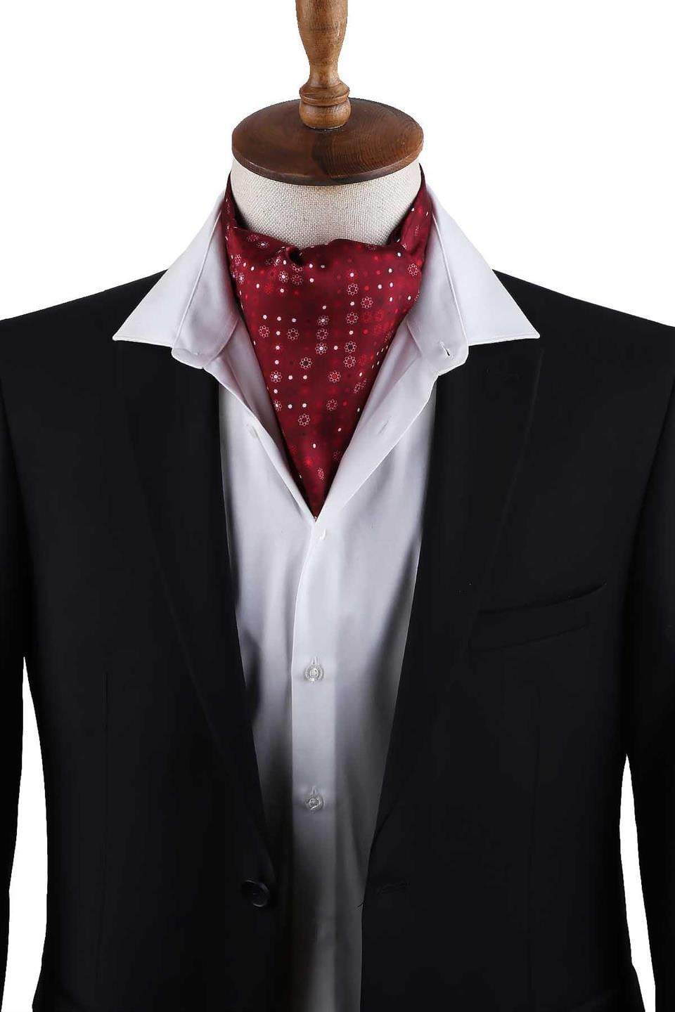 Bordo Çiçek Desen Erkek Fular K592
