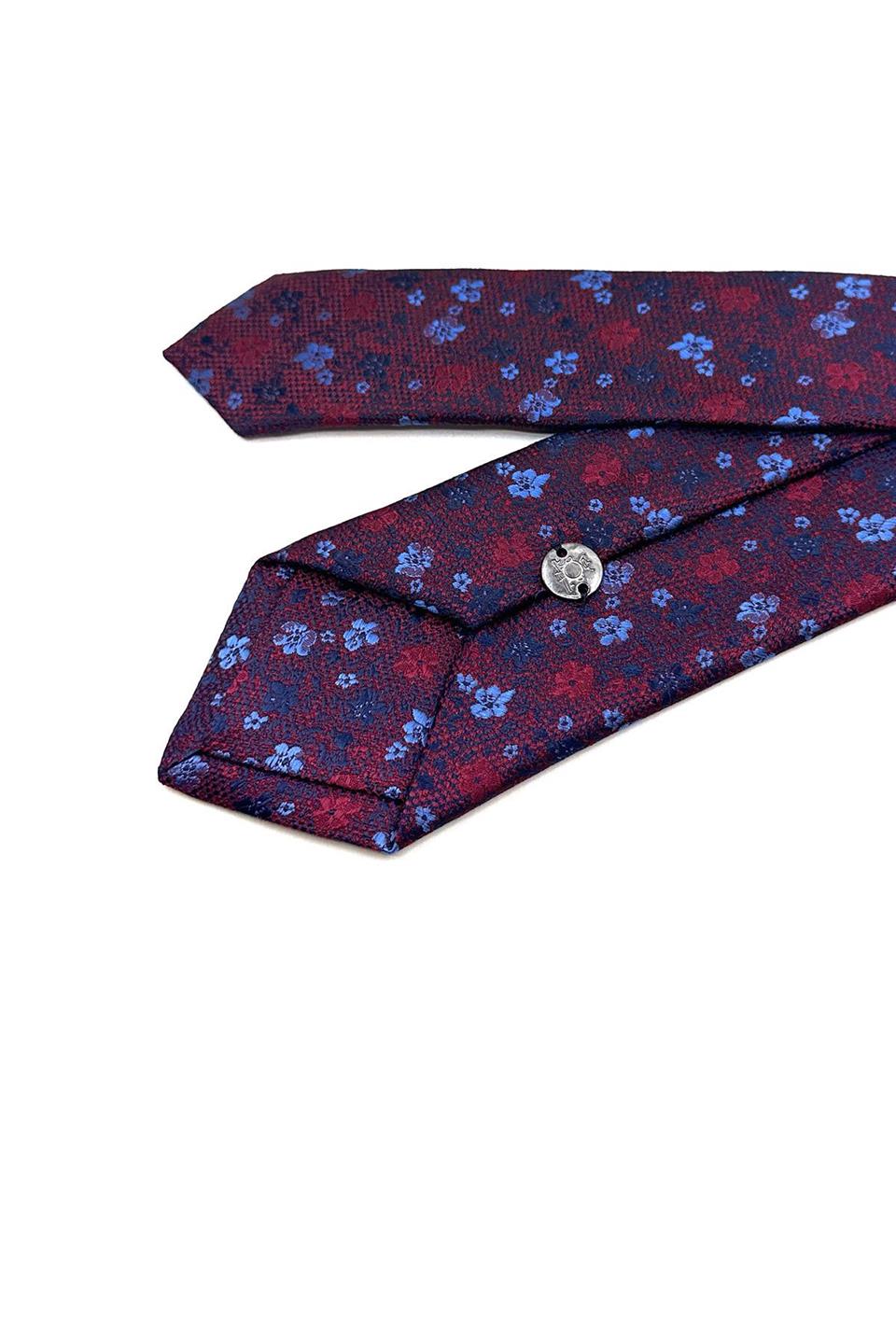 Bordo Çiçek Desen İnce Kravat SK7939