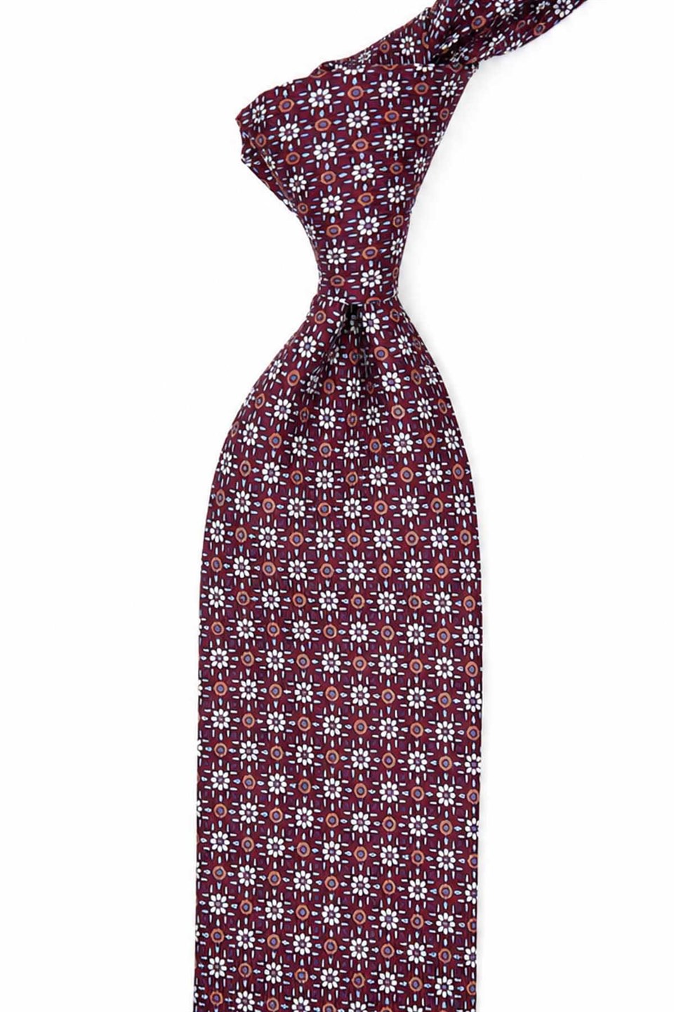 Bordo Çiçek Desen İtalyan İpek Kravat İK2504