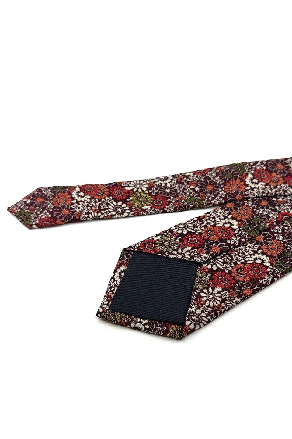 Bordo Çiçek Desen İtalyan Yün İpek Kravat İK2632