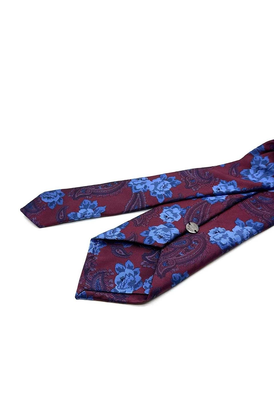 Bordo Çiçek Desen Mendilli Klasik Kravat KK13144