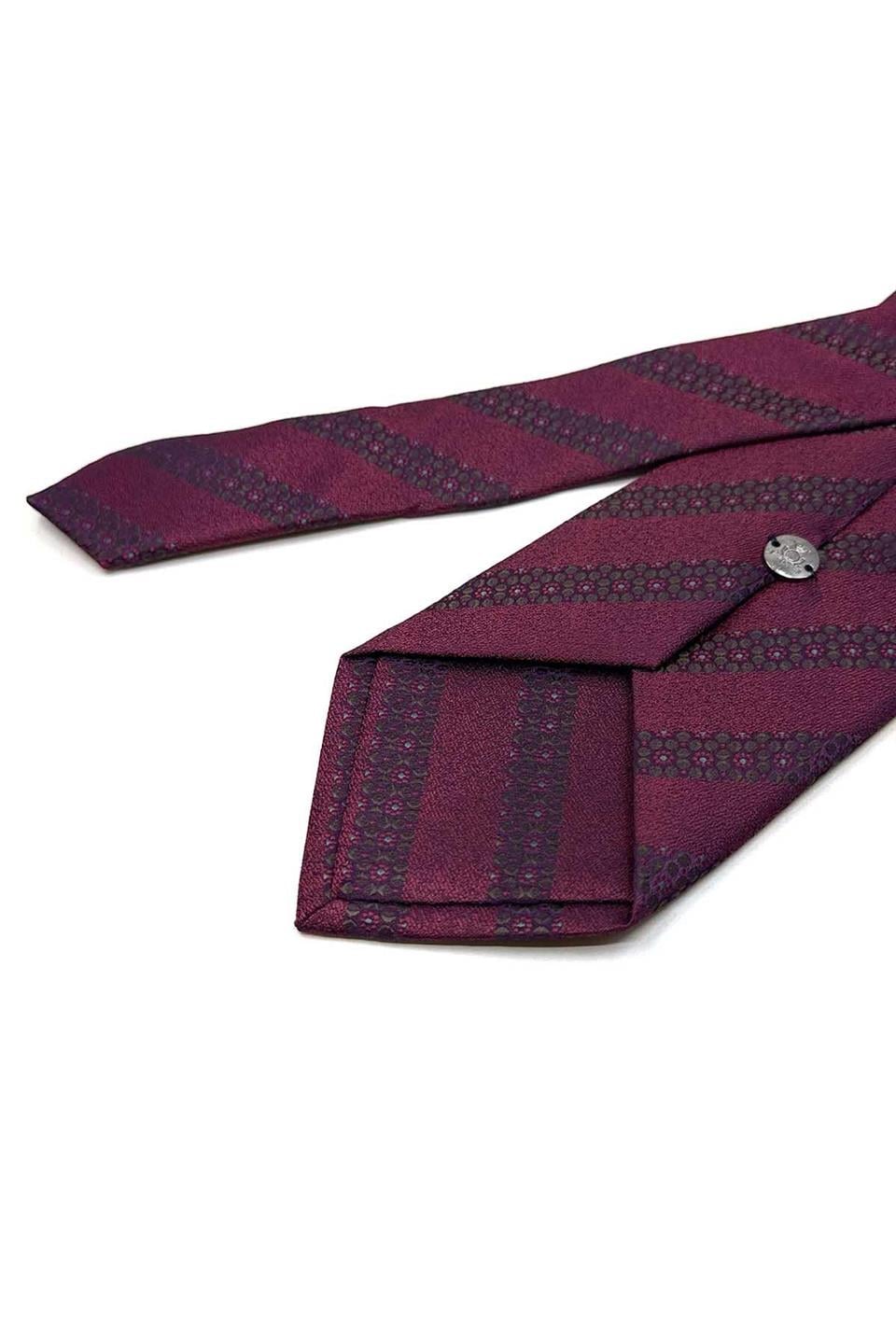 Bordo Çizgi Desen Mendilli Klasik Kravat KK13464