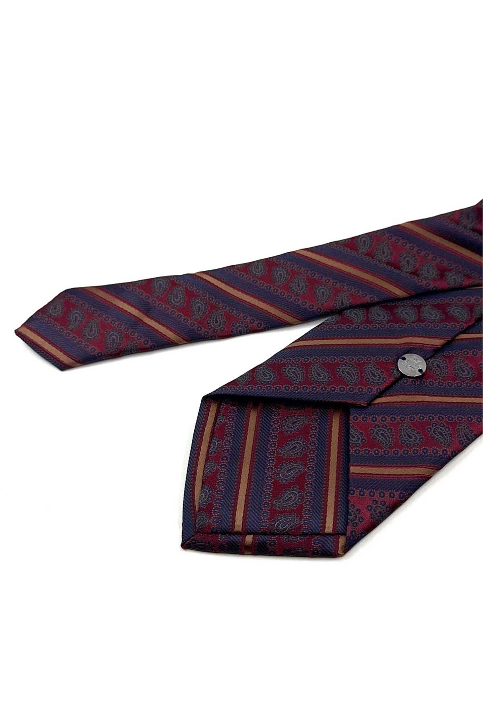 Bordo Çizgi Desen Mendilli Klasik Kravat KK14030