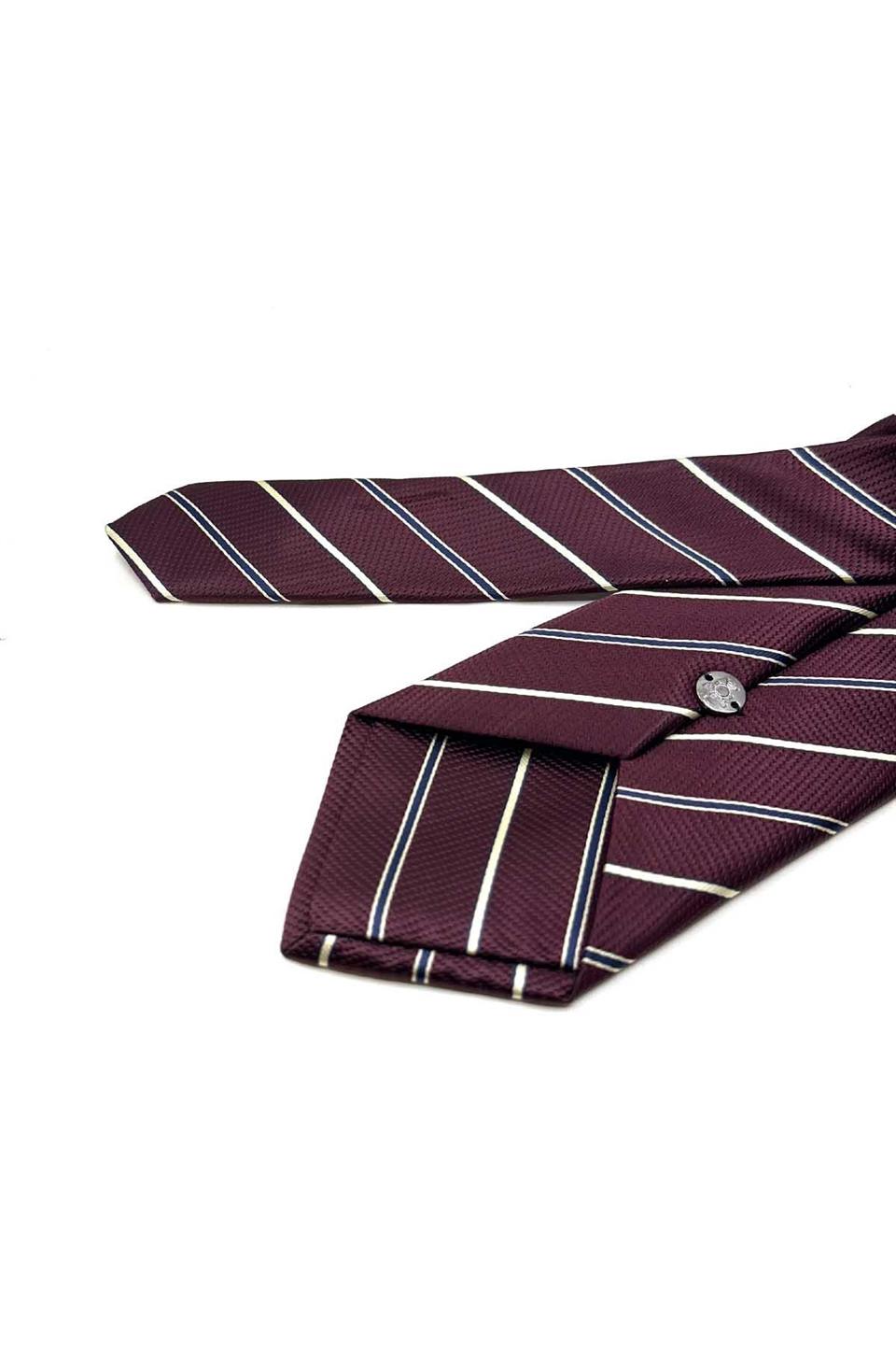 Bordo Çizgi Desen Mendilli Klasik Kravat KK13683