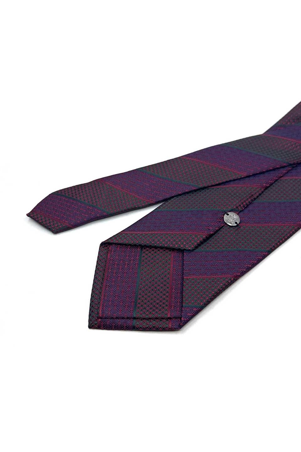 Bordo Çizgi Desen Mendilli Klasik Kravat KK13147