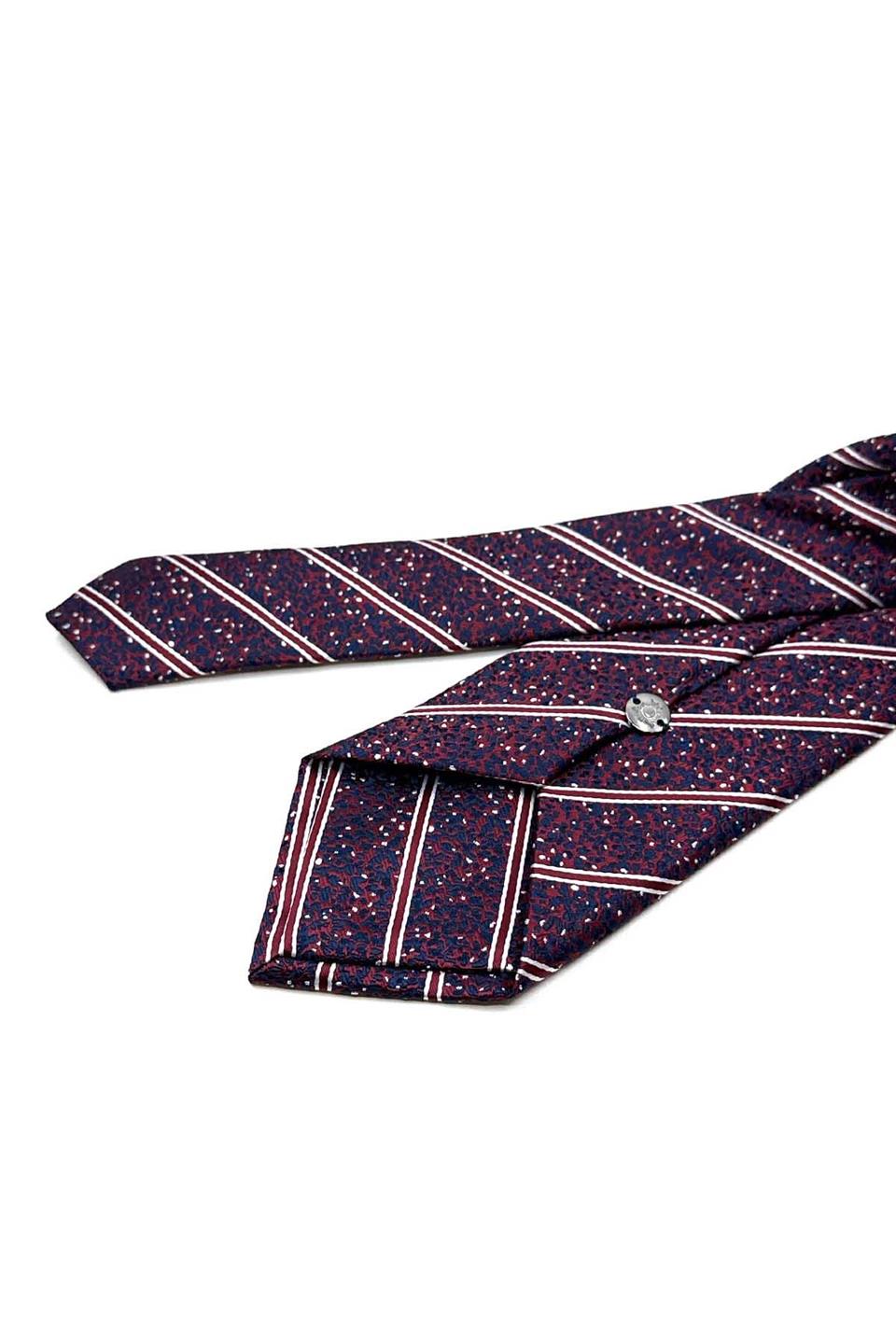 Bordo Çizgi Desen Mendilli Klasik Kravat KK12918