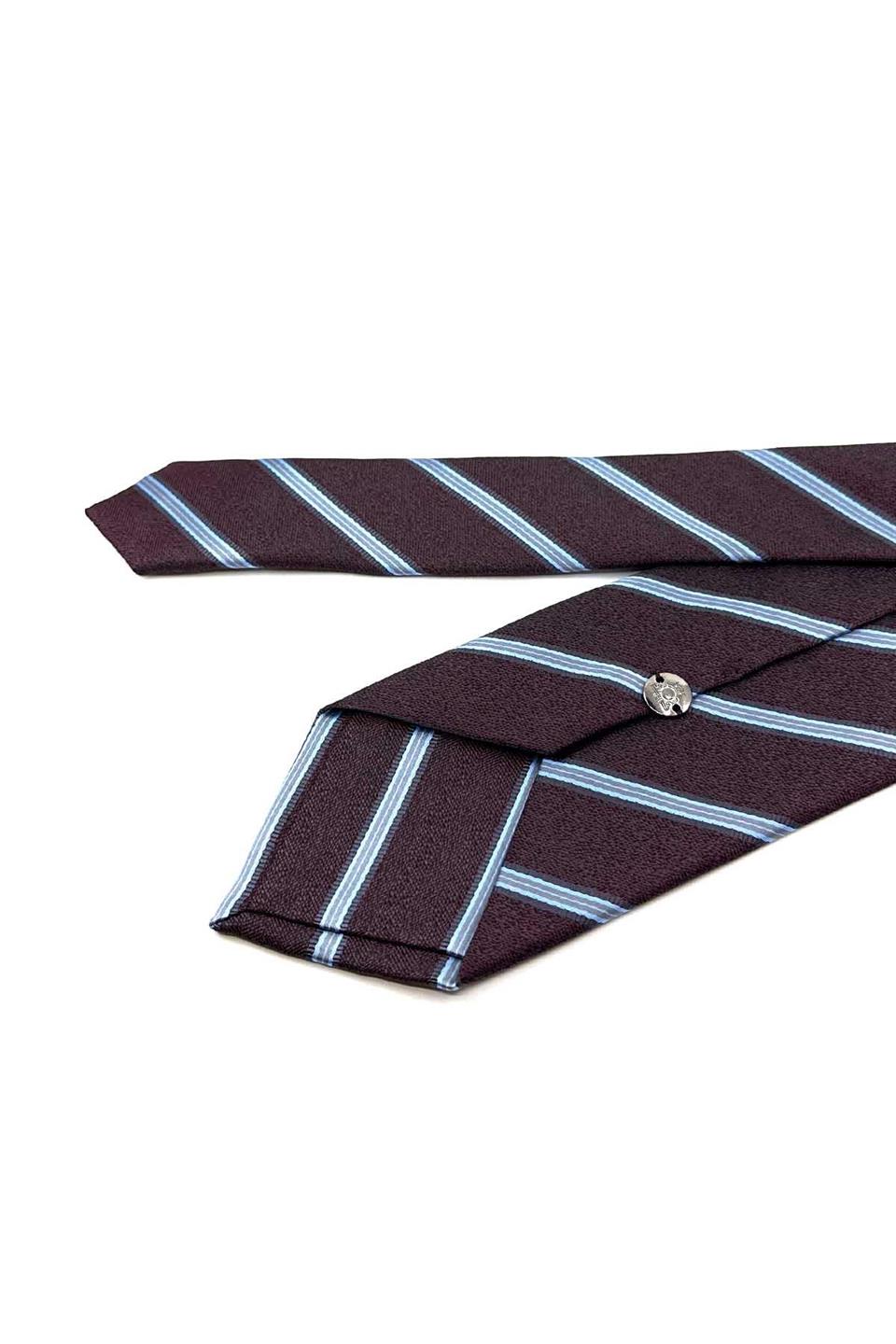 Bordo Çizgi Desen Mendilli Klasik Kravat KK12353