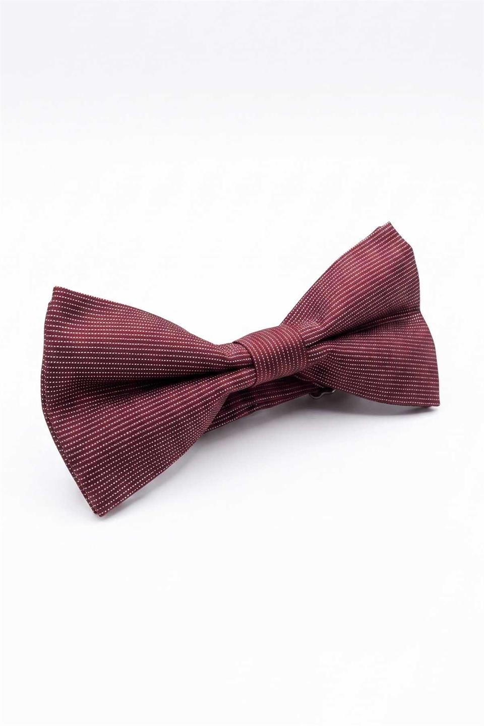 Bordo Çizgi İpek Papyon SB197
