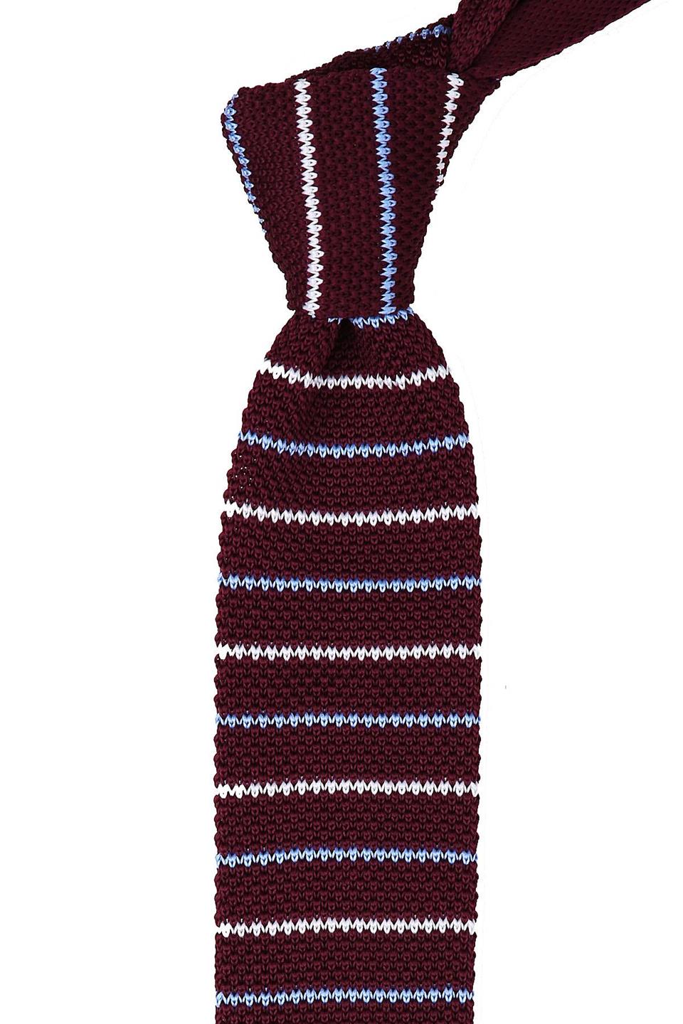 Bordo Çizgili Örgü Kravat 8194