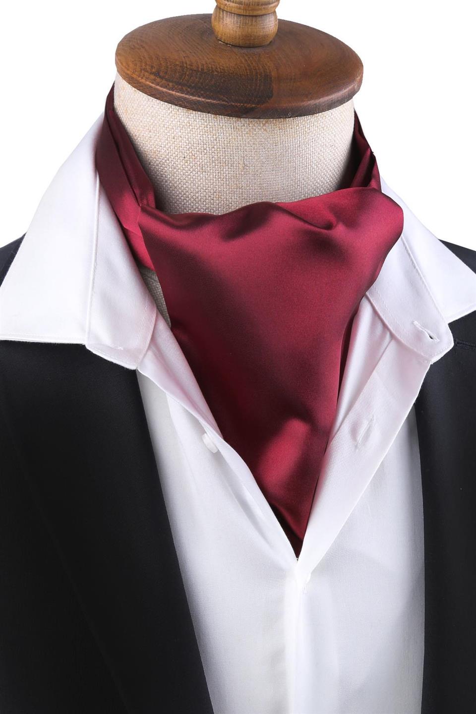 Bordo Düz Ascot Fular K571