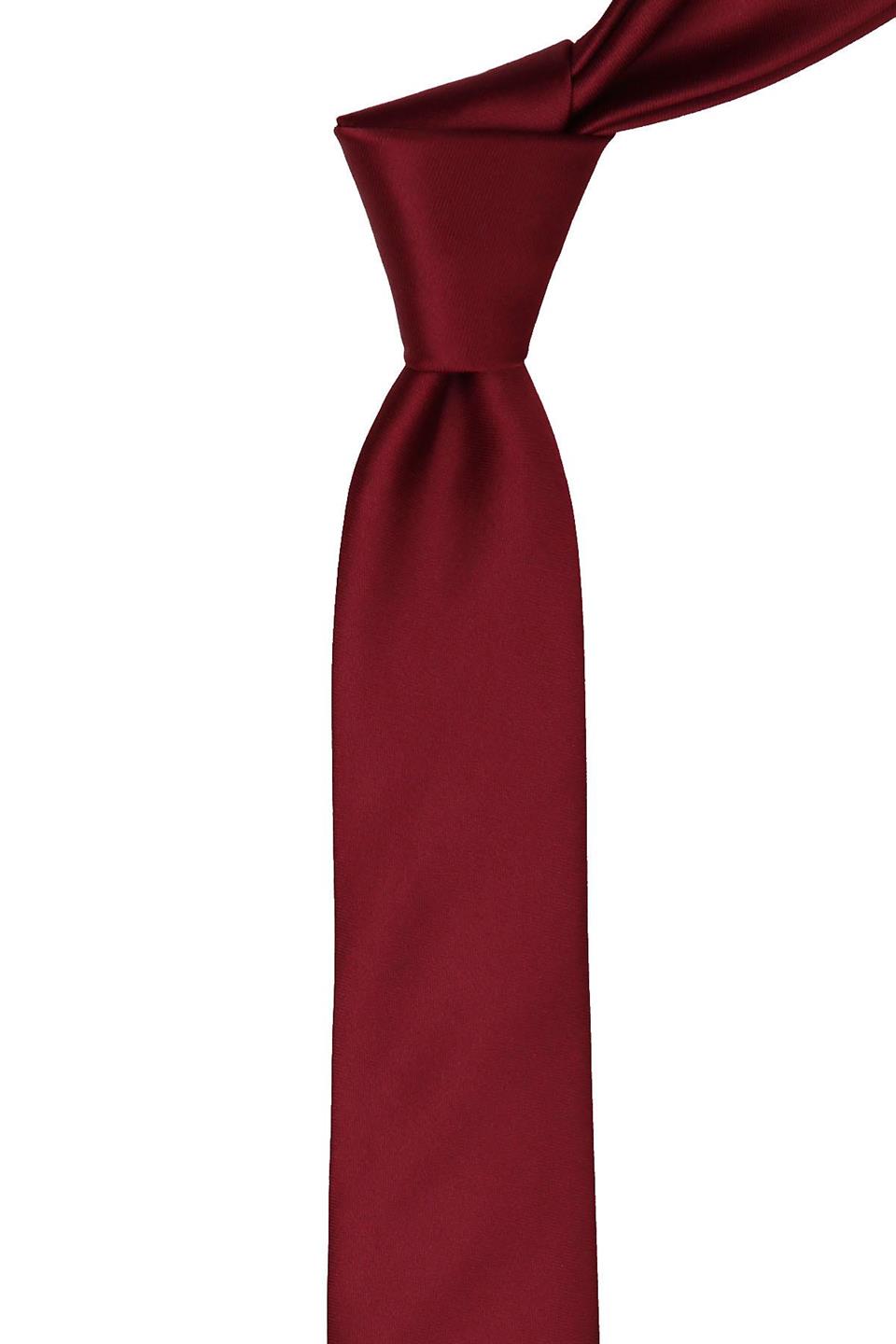 Bordo Düz Mat Saten Çok İnce Kravat UST31