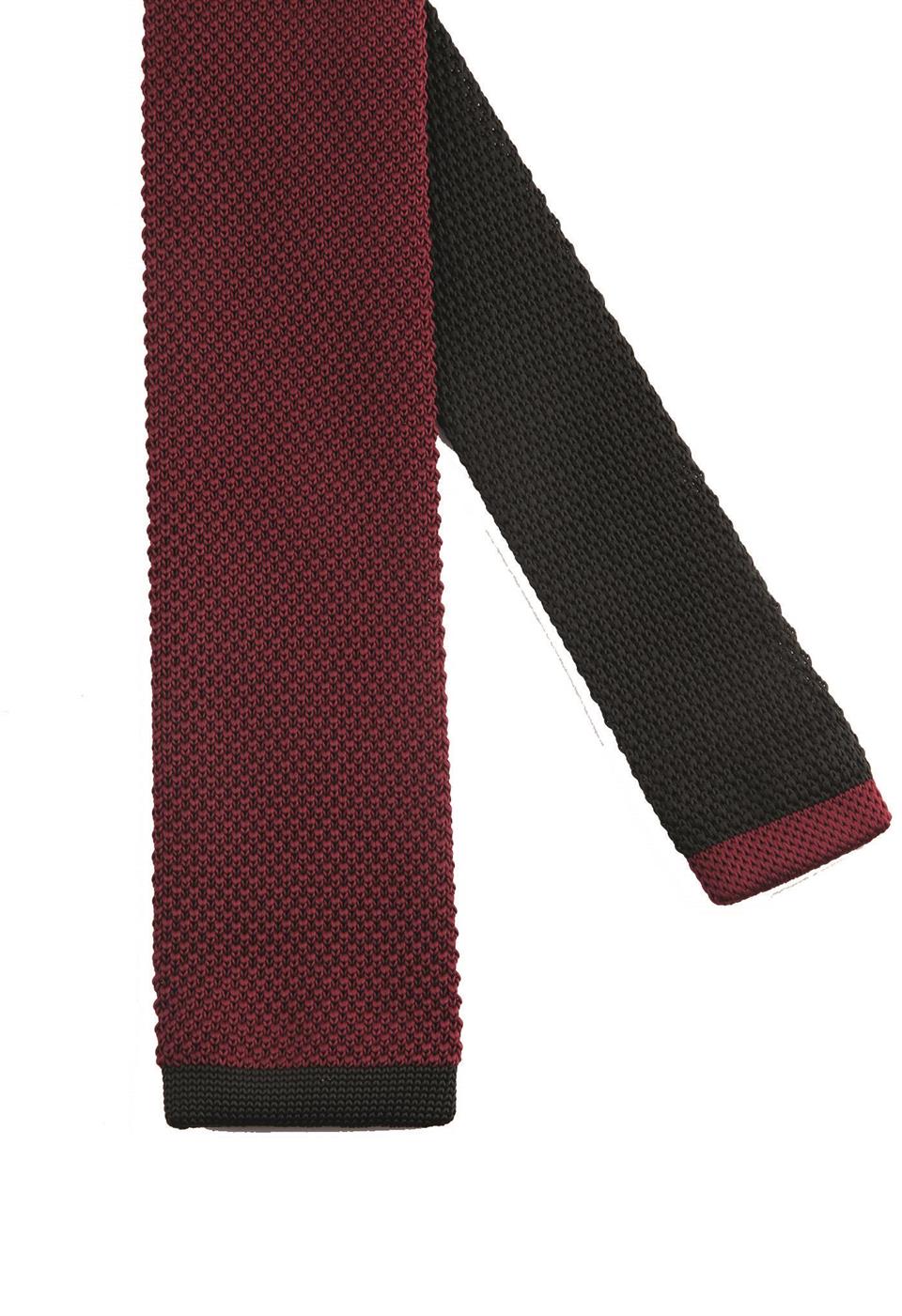 Bordo Düz Siyah Detaylı Örgü Kravat 8246