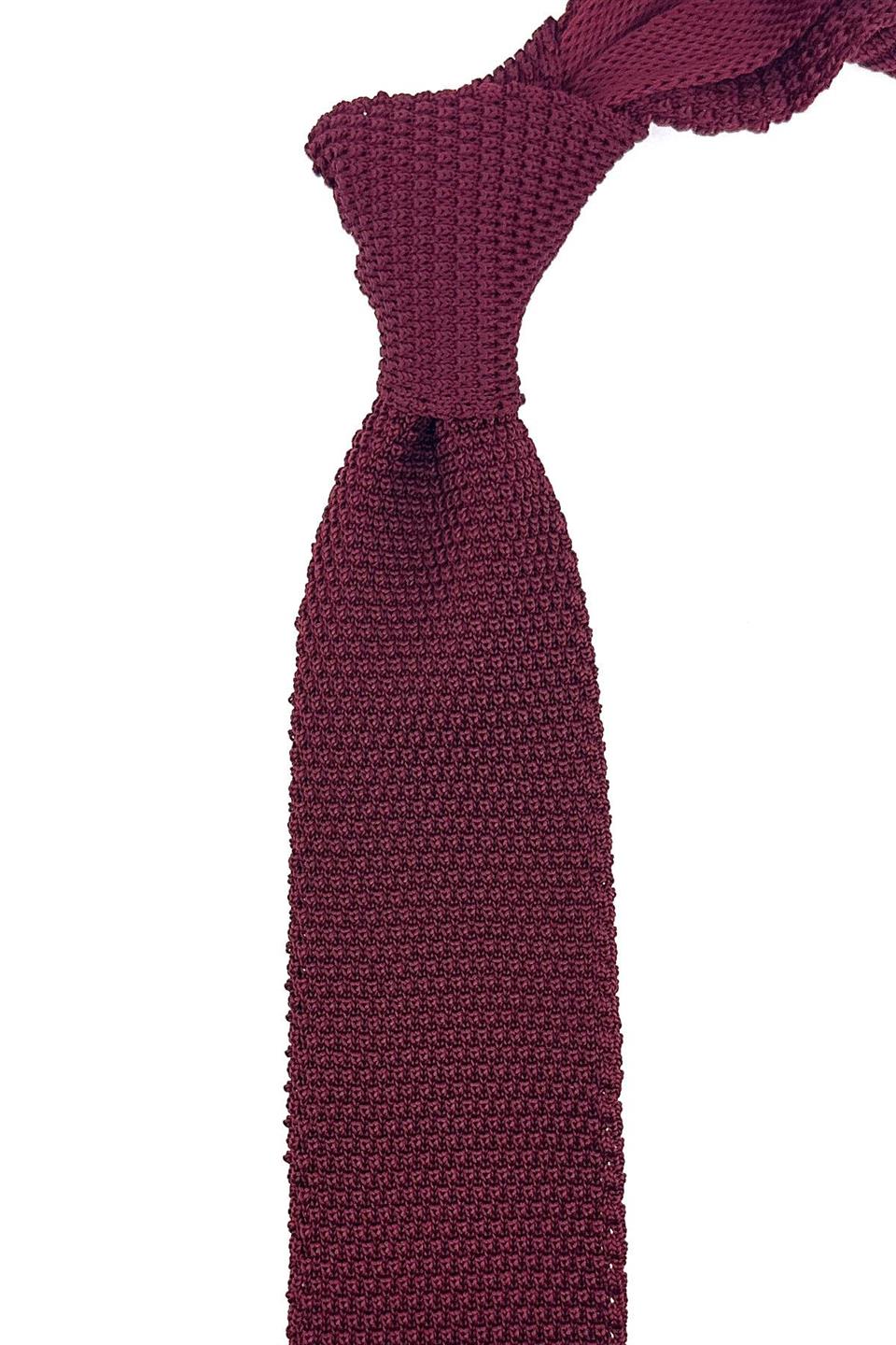 Bordo Düz Üçgen Örgü Kravat ÖR8320