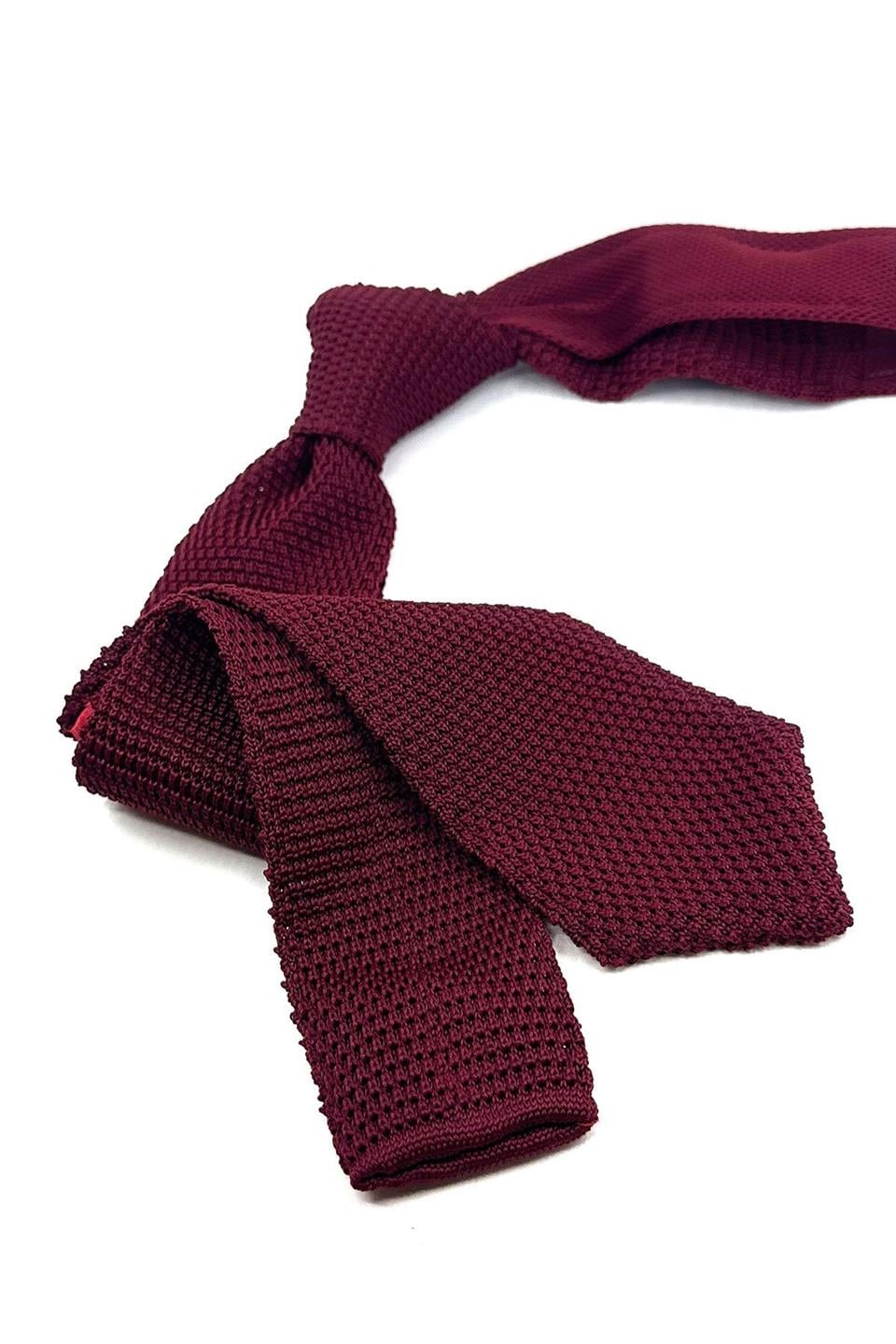 Bordo Düz Üçgen Örgü Kravat ÖR8320