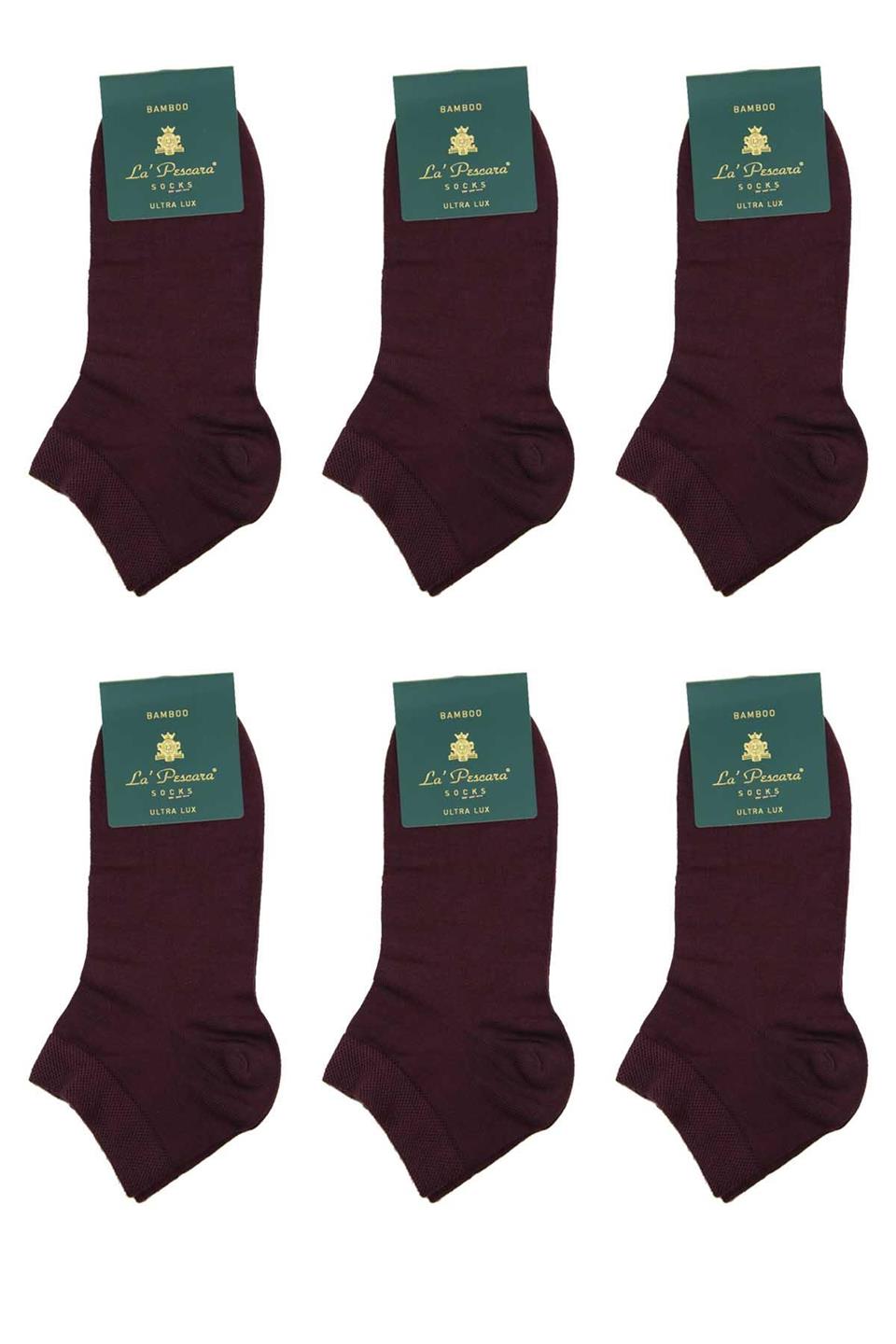 Bordo Düz Ultra Lüks 6lı Bambu Yarım Erkek Çorap CRP349