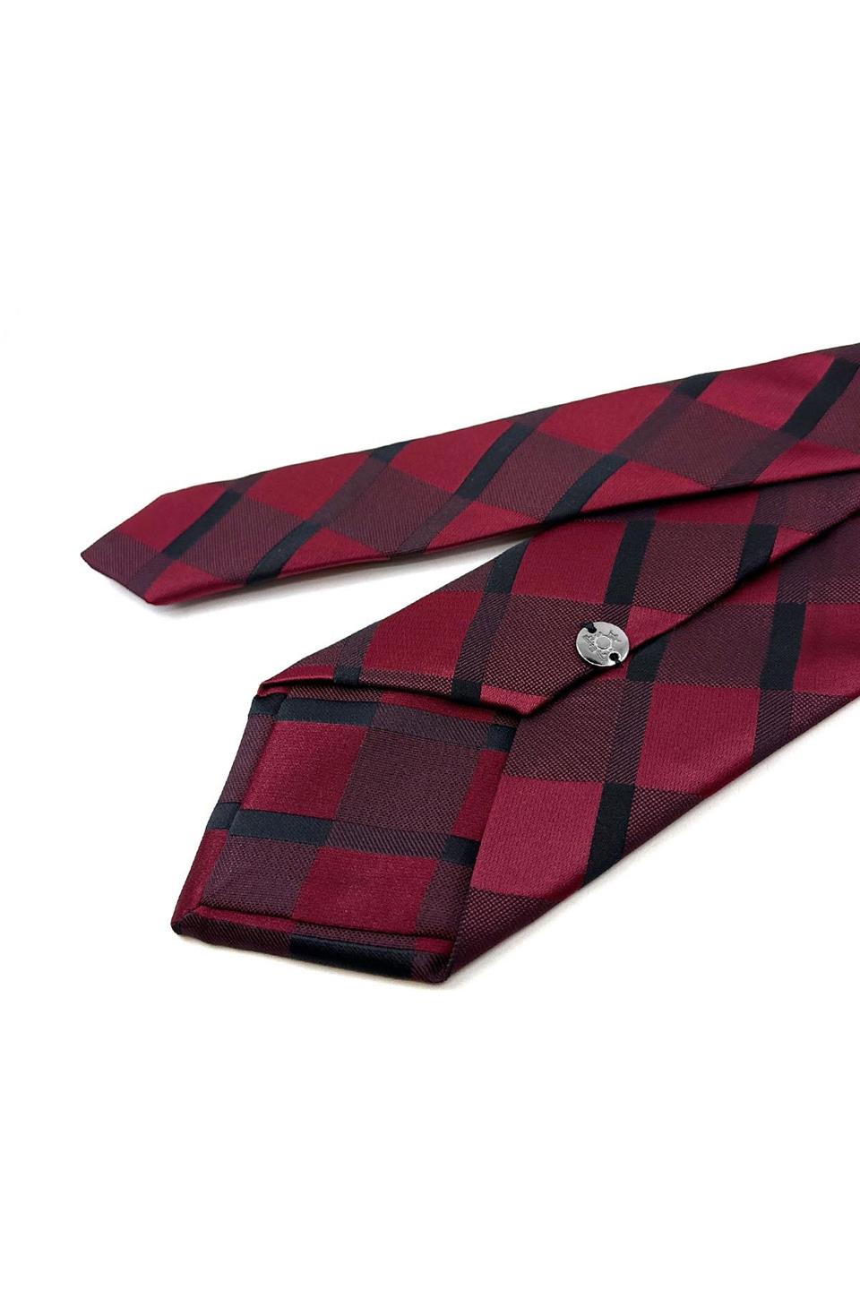 Bordo Ekose Desen Mendilli Klasik Kravat KK11170