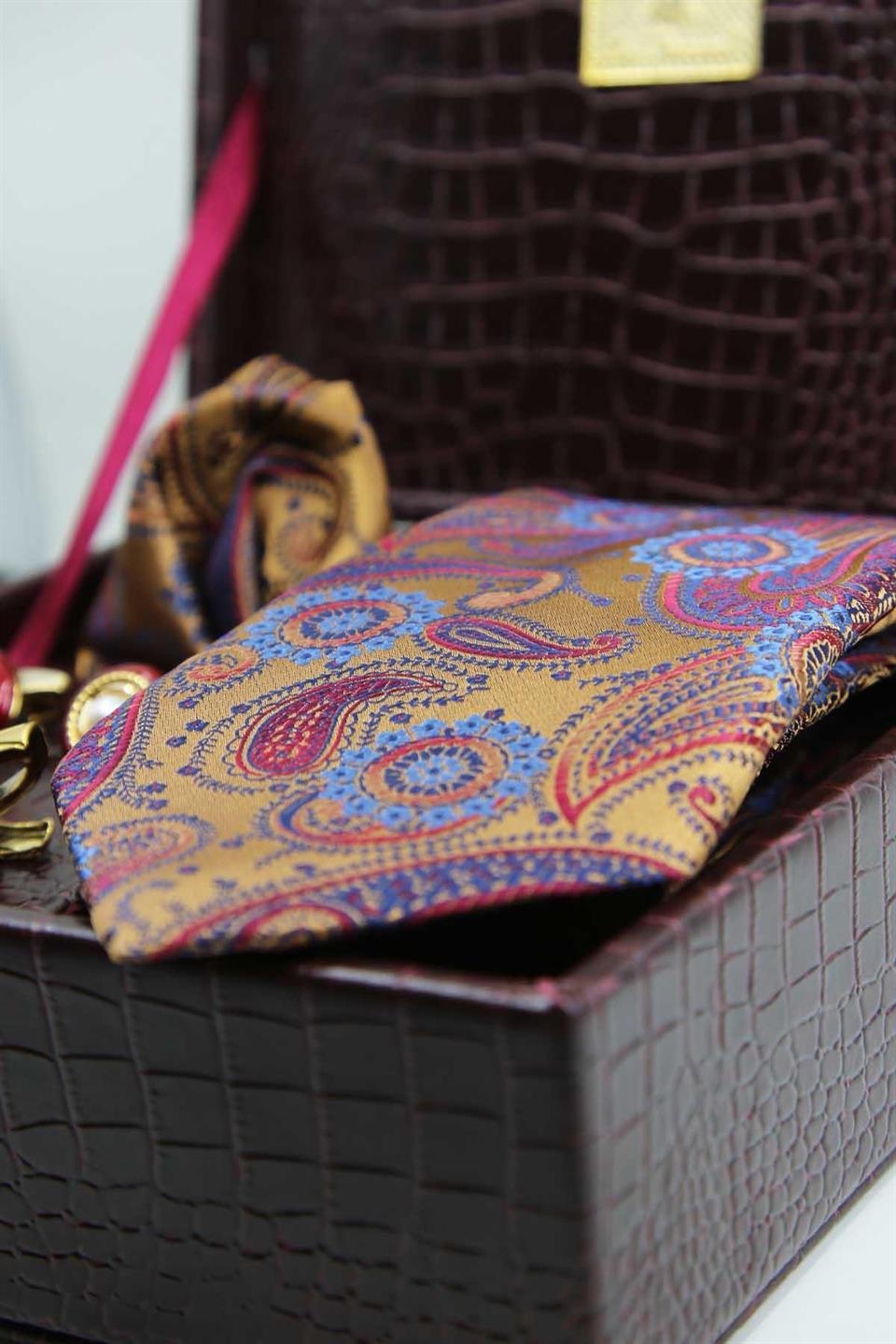 Bordo Erkek Hediye Kutusu - Kravat Kol Düğmesi Kravat İğnesi KMK139