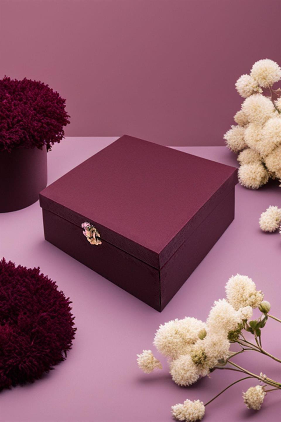 Bordo Erkek Hediye Kutusu - Kravat Kol Düğmesi Kravat İğnesi  KMK21