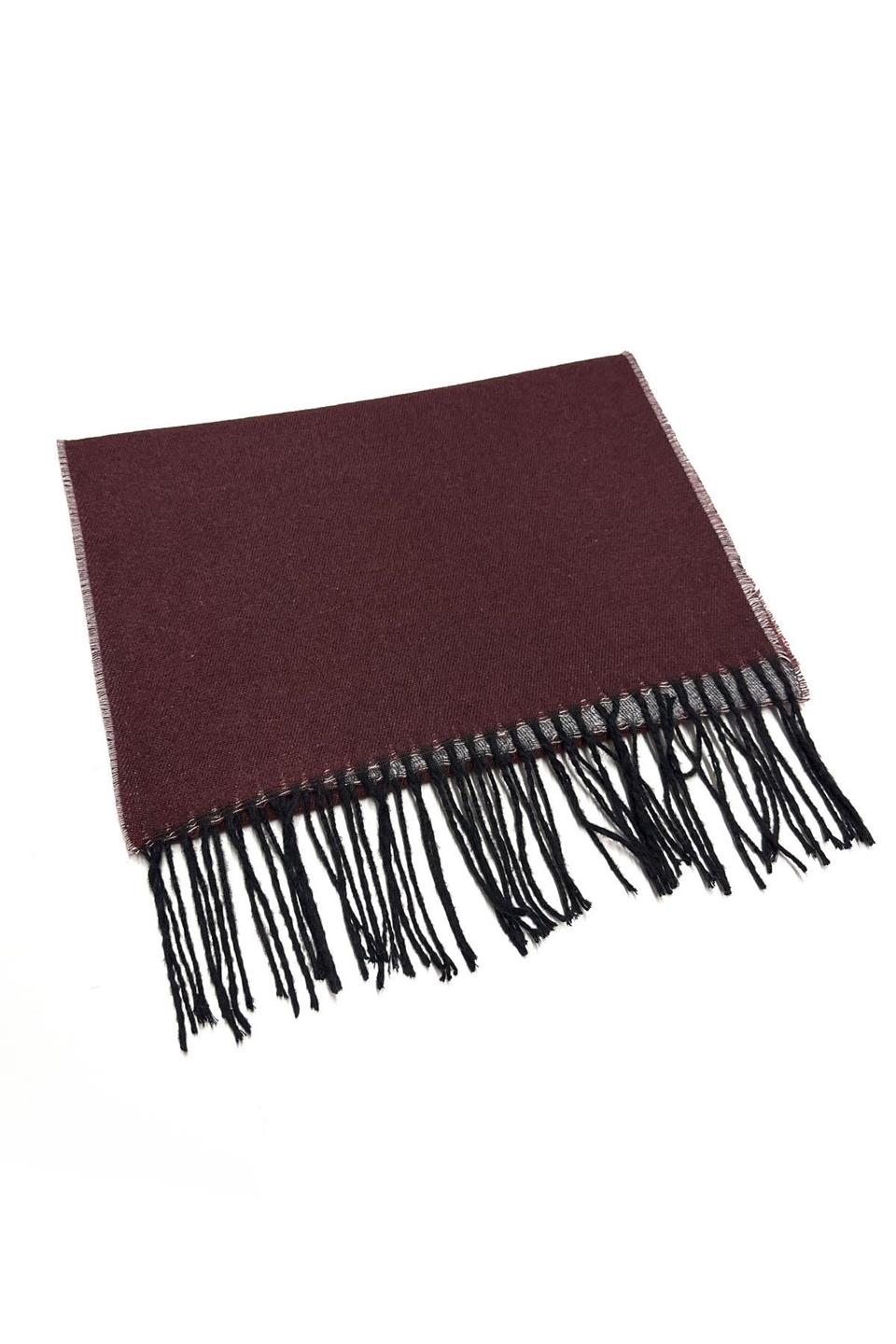Bordo - Gri Çift Taraflı Düz Erkek Kaşkol K314