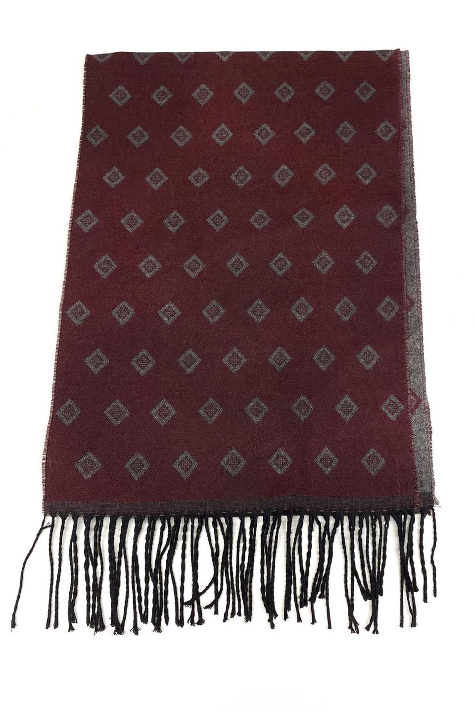 Bordo - Gri Çift Taraflı Erkek Kaşkol K400