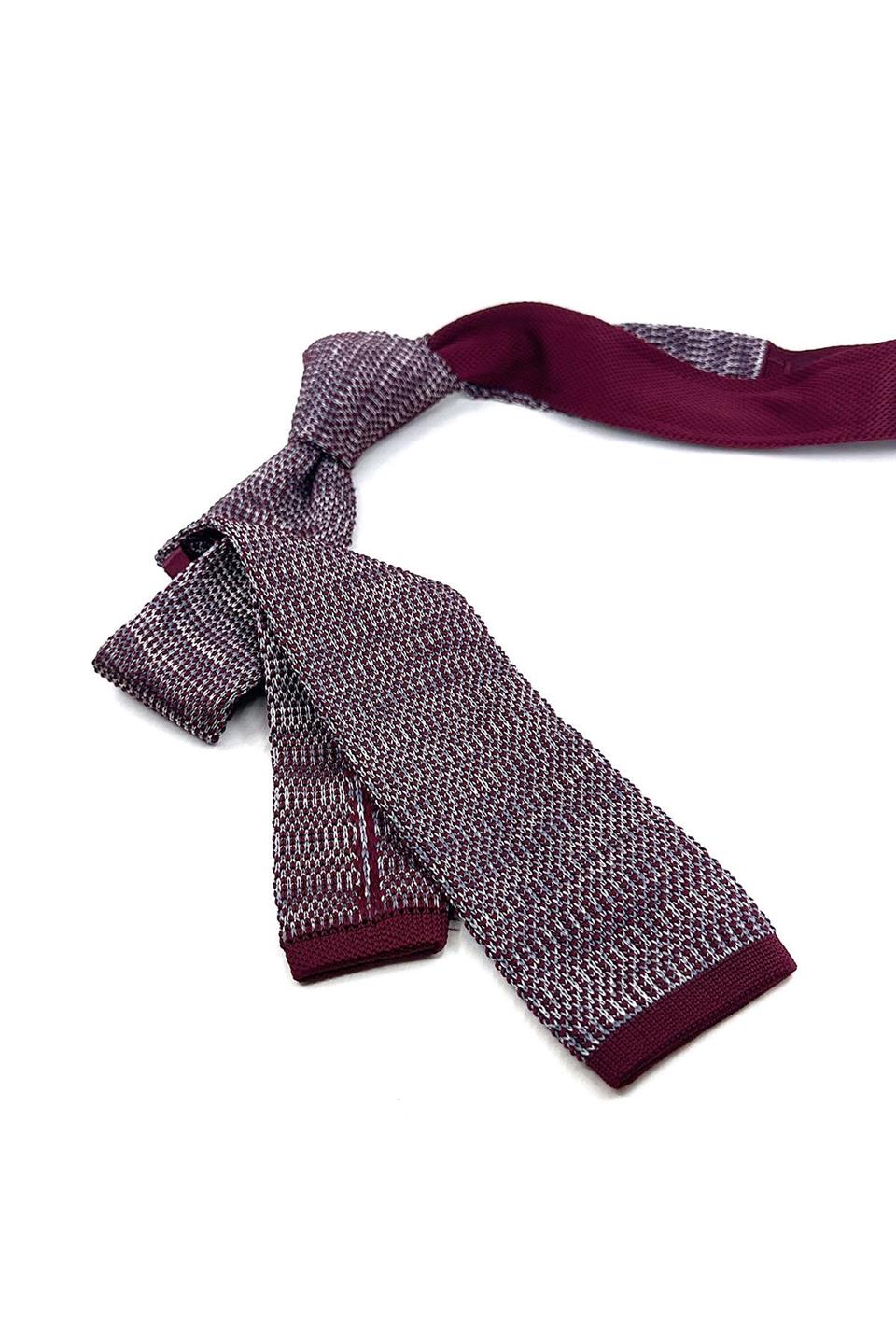 Bordo - Gri Örgü Kravat ÖR8317
