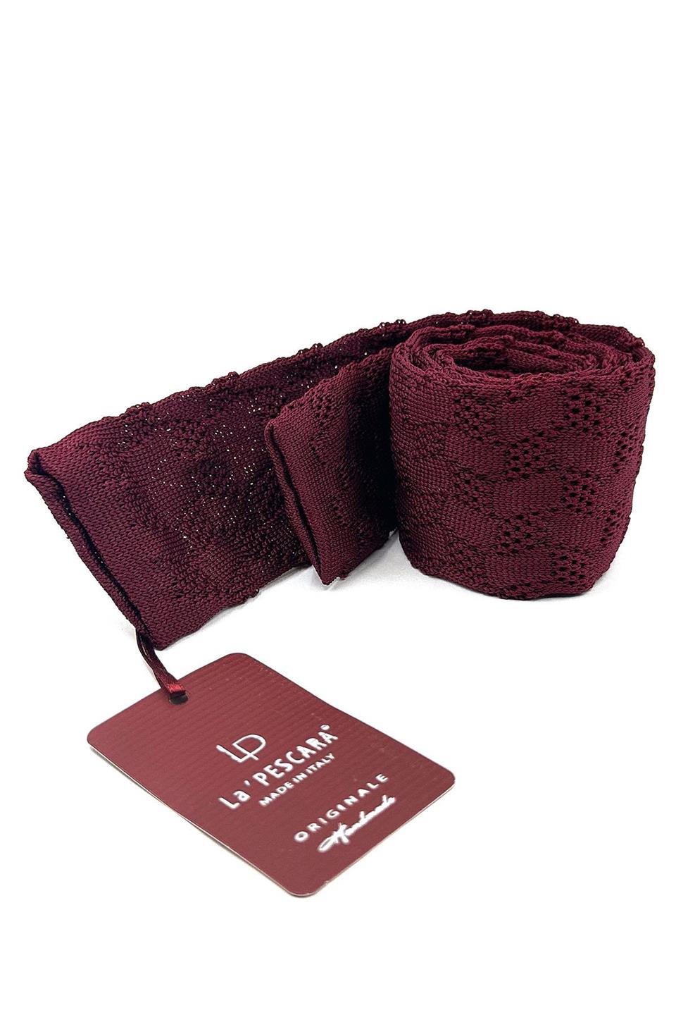 Bordo Kendinden Desen Örgü Kravat ÖR8344