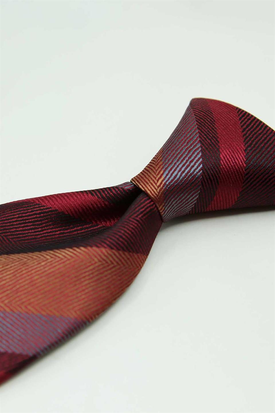 Bordo - Kırmızı Çizgi Kravat
