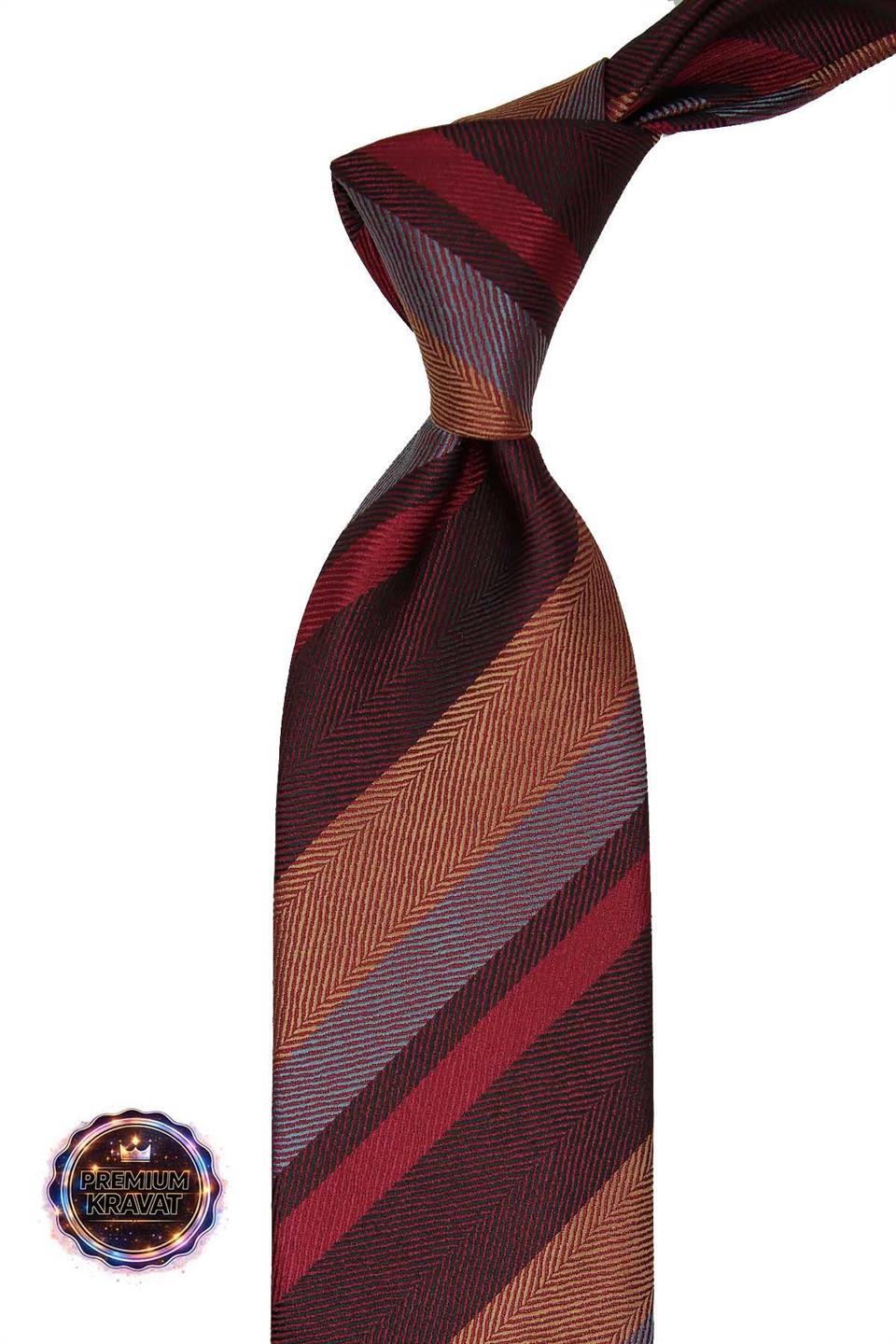 Bordo - Kırmızı Çizgi Kravat