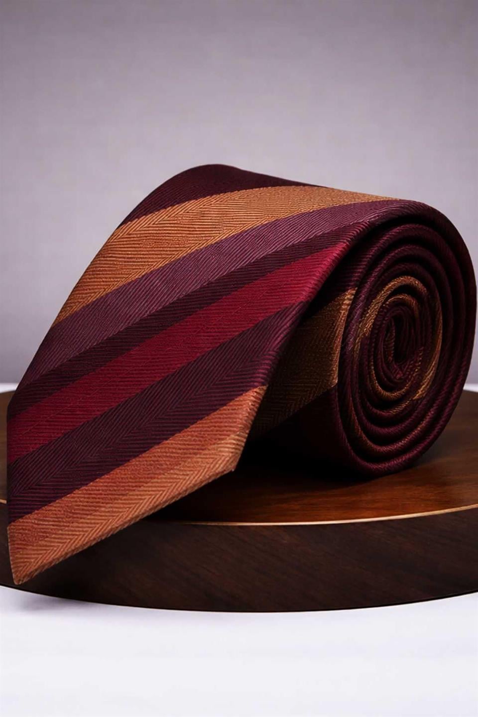 Bordo - Kırmızı Çizgi Kravat